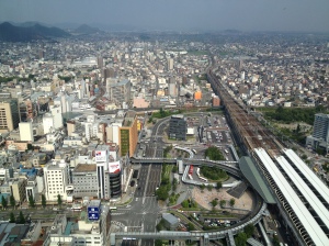 A view of the sprawling Gifu city from the city tower